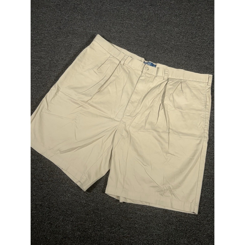 Vintage Polo Ralph Lauren Tyler Shorts Men's 46B Beige Khaki Pony Pleated Preppy